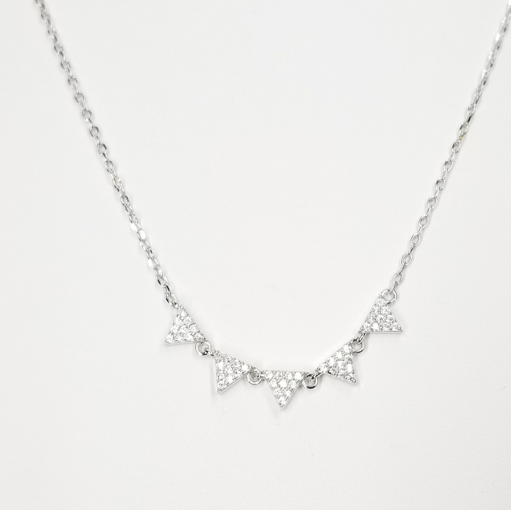 Silver Triangle Pavé Necklace - Delicate Womens Jewelry